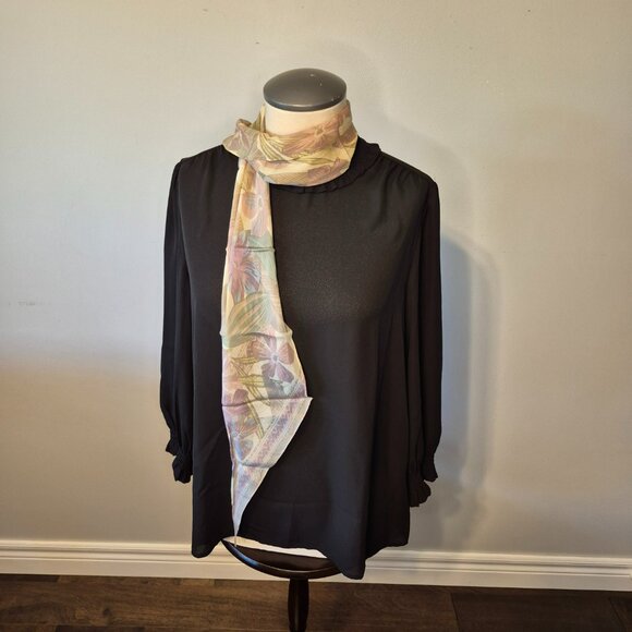 Vintage Liz Claiborne Bias Cut Pastel Silk Floral Scarf - Picture 3 of 6